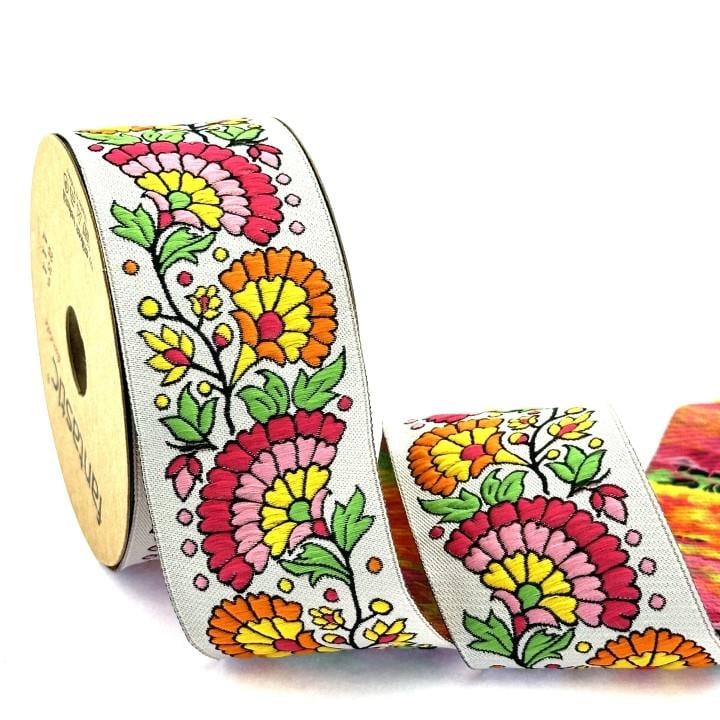 Flowers Border White Pink