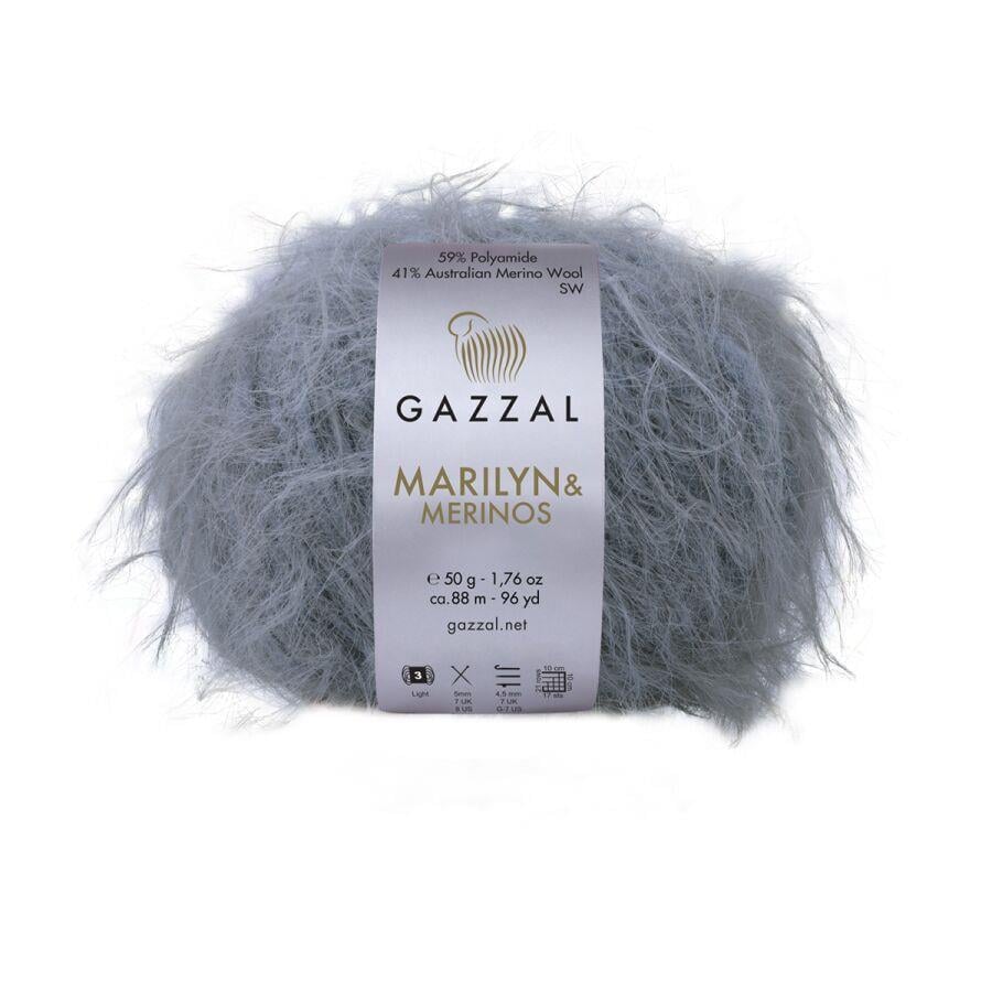 Gazzal Marilyn & Merinos Yarn 50g 8275 – Fluffy Merino Wool Blend, Soft Eyelash Yarn for Knitting & Crochet 