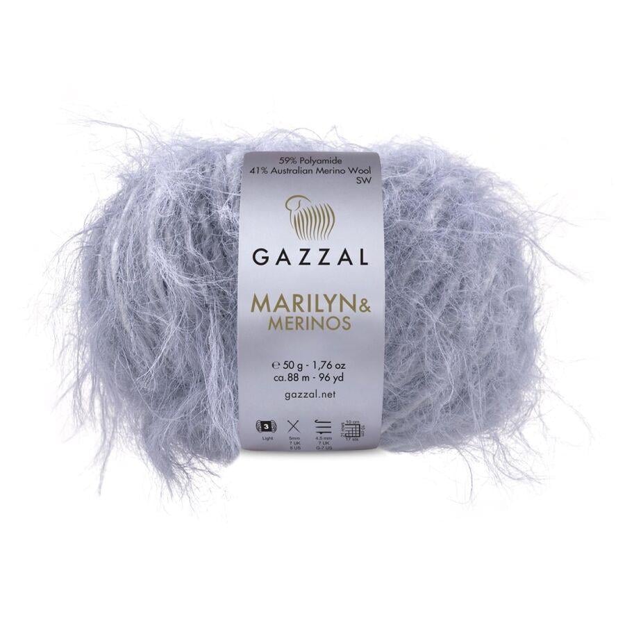 Gazzal Marilyn & Merinos Yarn 50g 8276 – Fluffy Merino Wool Blend, Soft Eyelash Yarn for Knitting & Crochet 