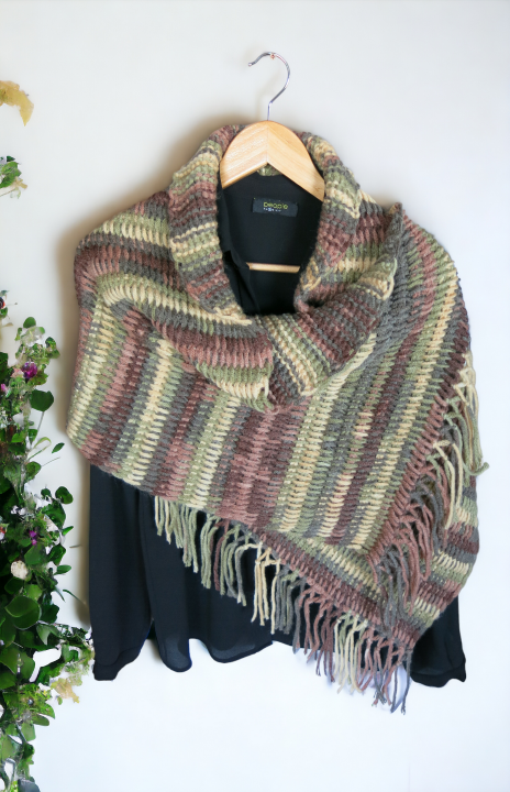 Handmade Tunisian Shawl Scarf Handcrafted Warmth Soft Wool Acrylic Best Gift Ideas for Her