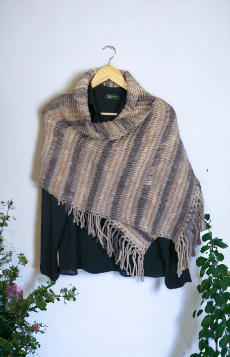 Handmade Tunisian Shawl Scarf Handcrafted Warmth Soft Wool Acrylic Best Gift Ideas for Her