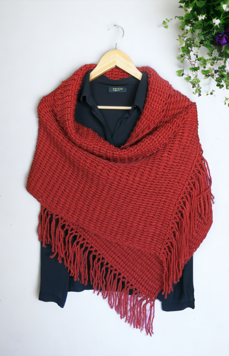 Handmade Tunisian Shawl Scarf Handcrafted Warmth Soft Wool Acrylic Best Gift Ideas for Her