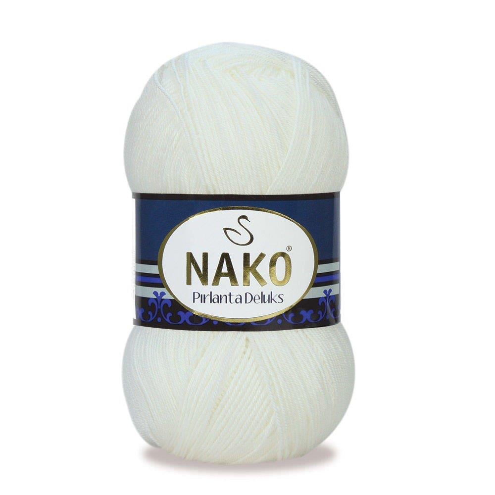 Nako Pırlanta Delüks Yarn 100g 00300 – Soft Acrylic Knitting & Crochet Yarn for Sweaters, Shawls, Accessories