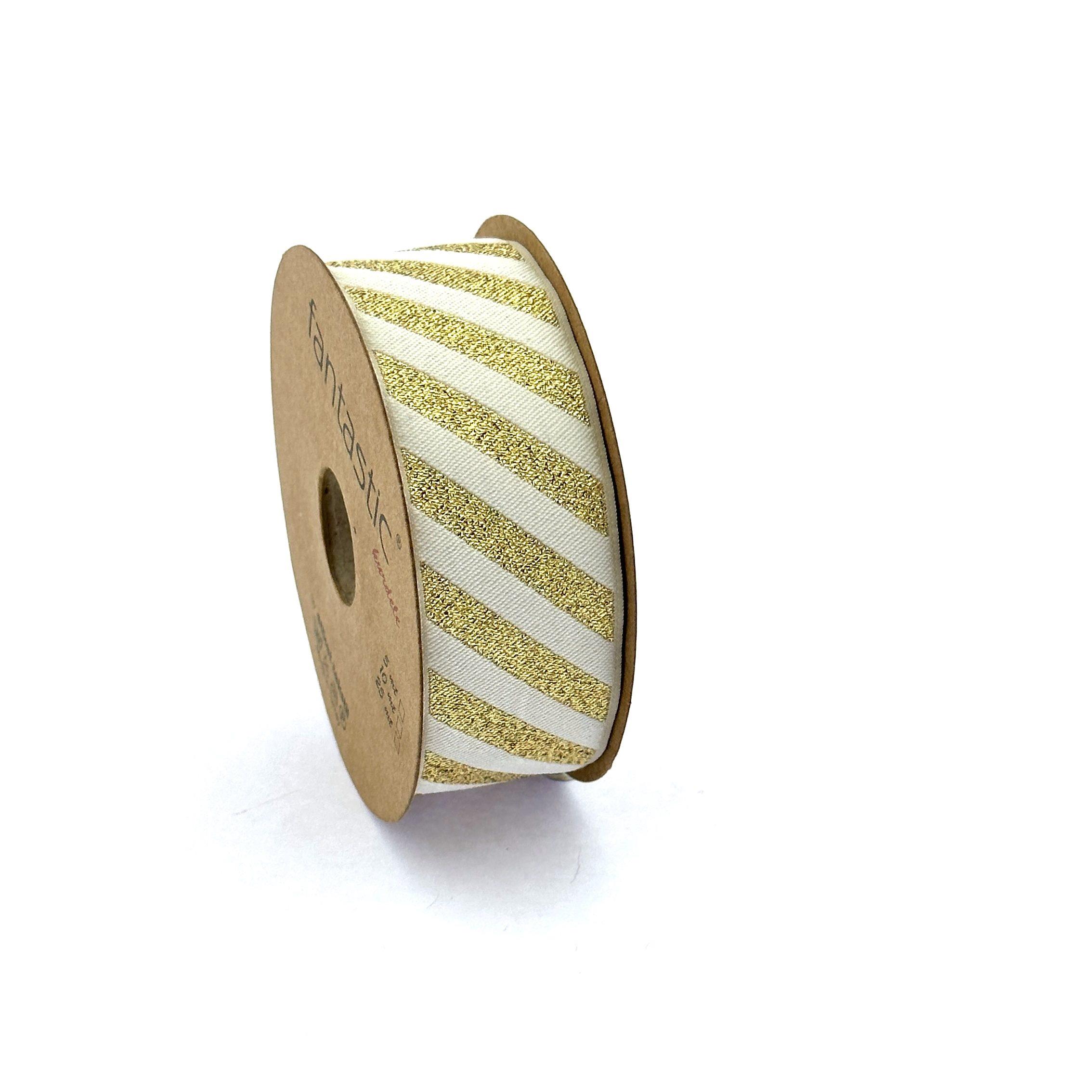 New Year's Christmas Holiday Celebrity Fabric Woven Decoration Ribbon Striped Gold Glitter