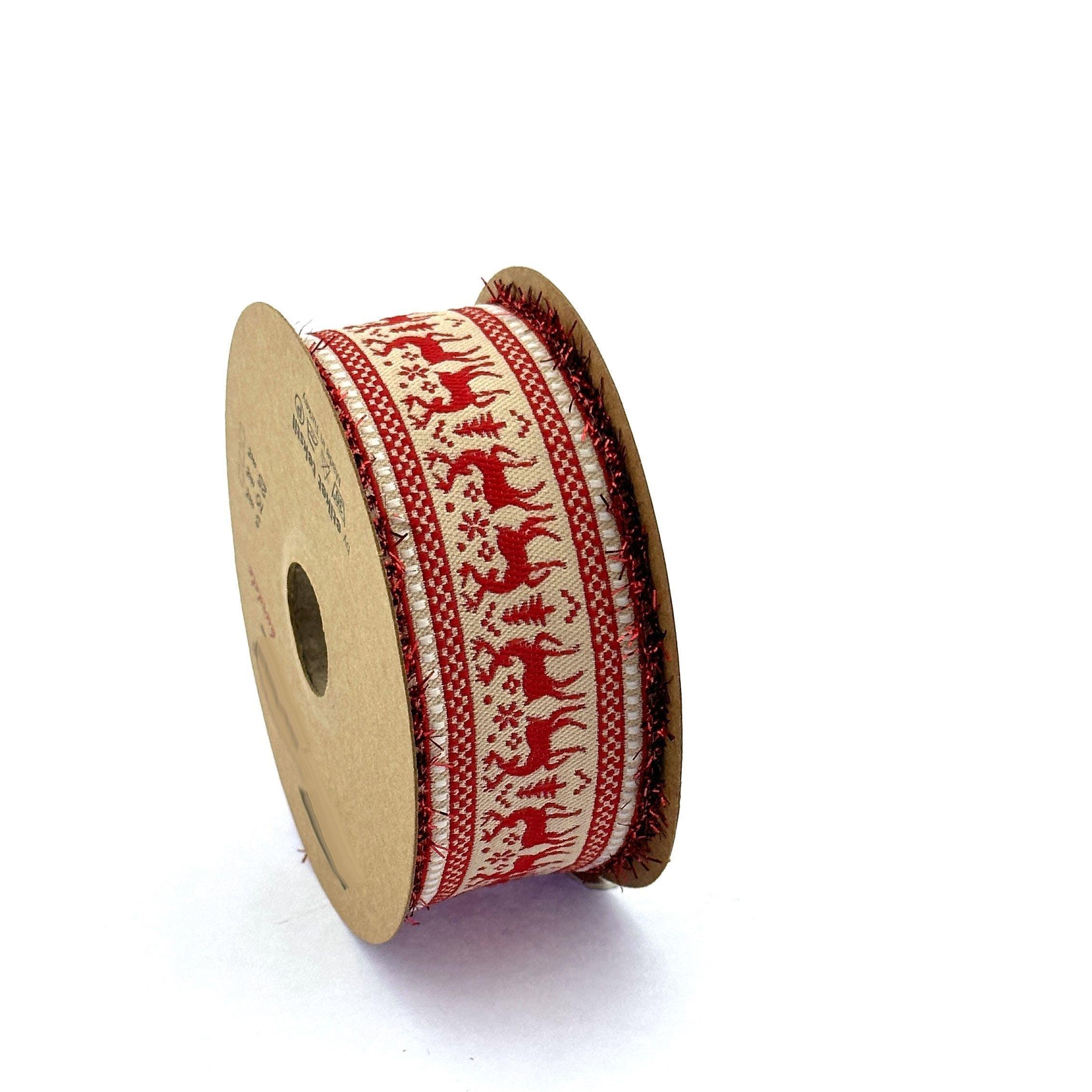 New Year's Christmas Holiday Celebrity Fabric Woven Decoration Red Deer Ribbon