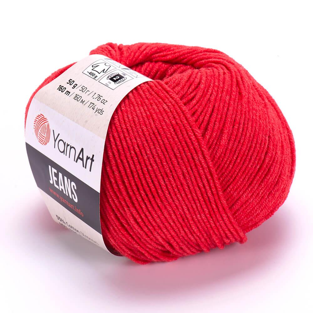 YarnArt Jeans 26 Red – Soft Cotton Acrylic Yarn for Amigurumi & Crochet (50g / 160m)