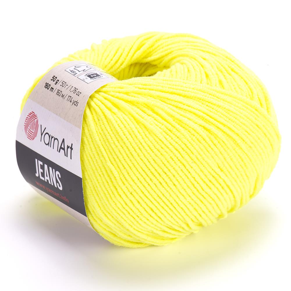 YarnArt Jeans 58 Lemon Yellow – Soft Cotton Acrylic Yarn for Amigurumi & Crochet (50g / 160m)