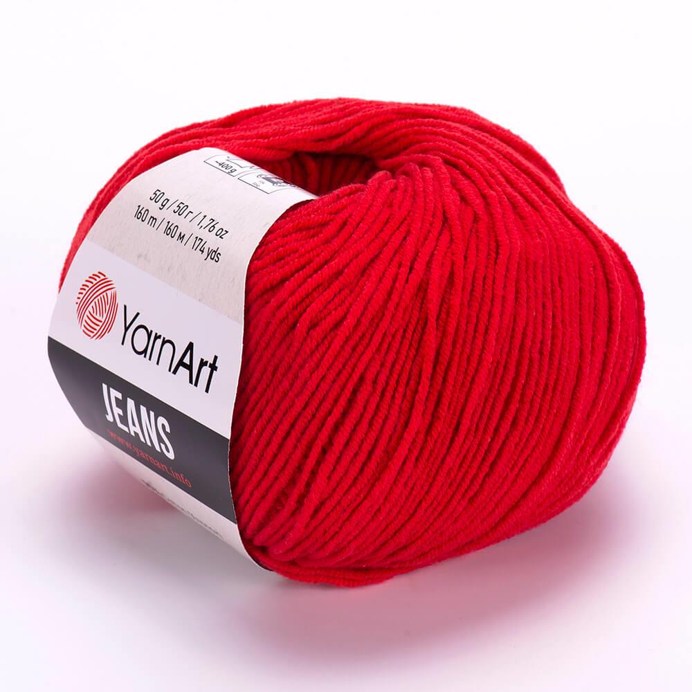 YarnArt Jeans 90 Red – Soft Cotton Acrylic Yarn for Amigurumi & Crochet (50g / 160m)