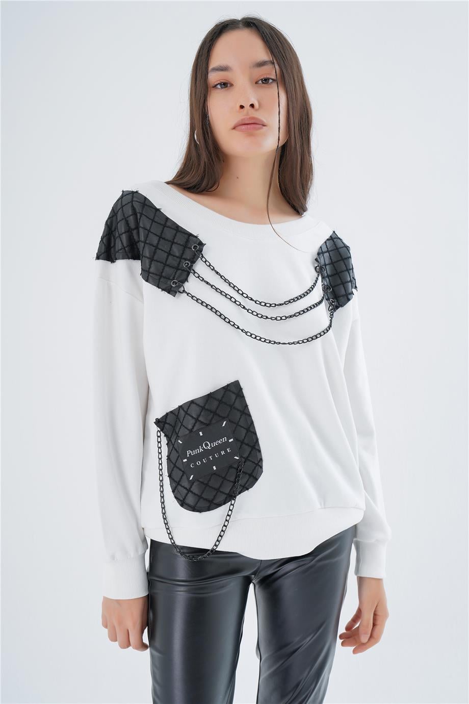 ZİNCİR DETAY OVERSIZE SWEAT