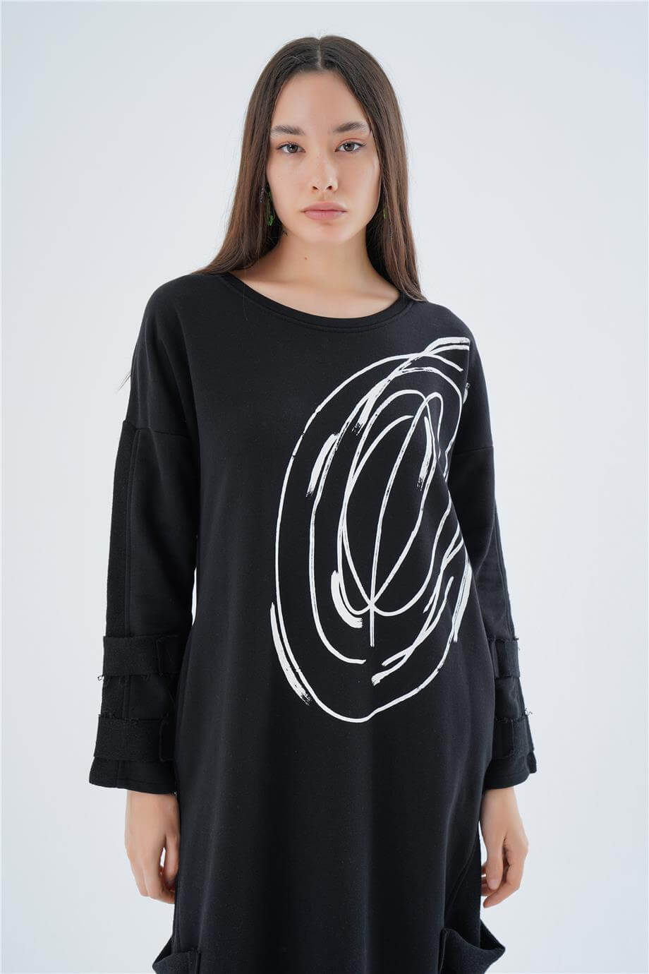 BASKILI OVERSIZE ELBİSE