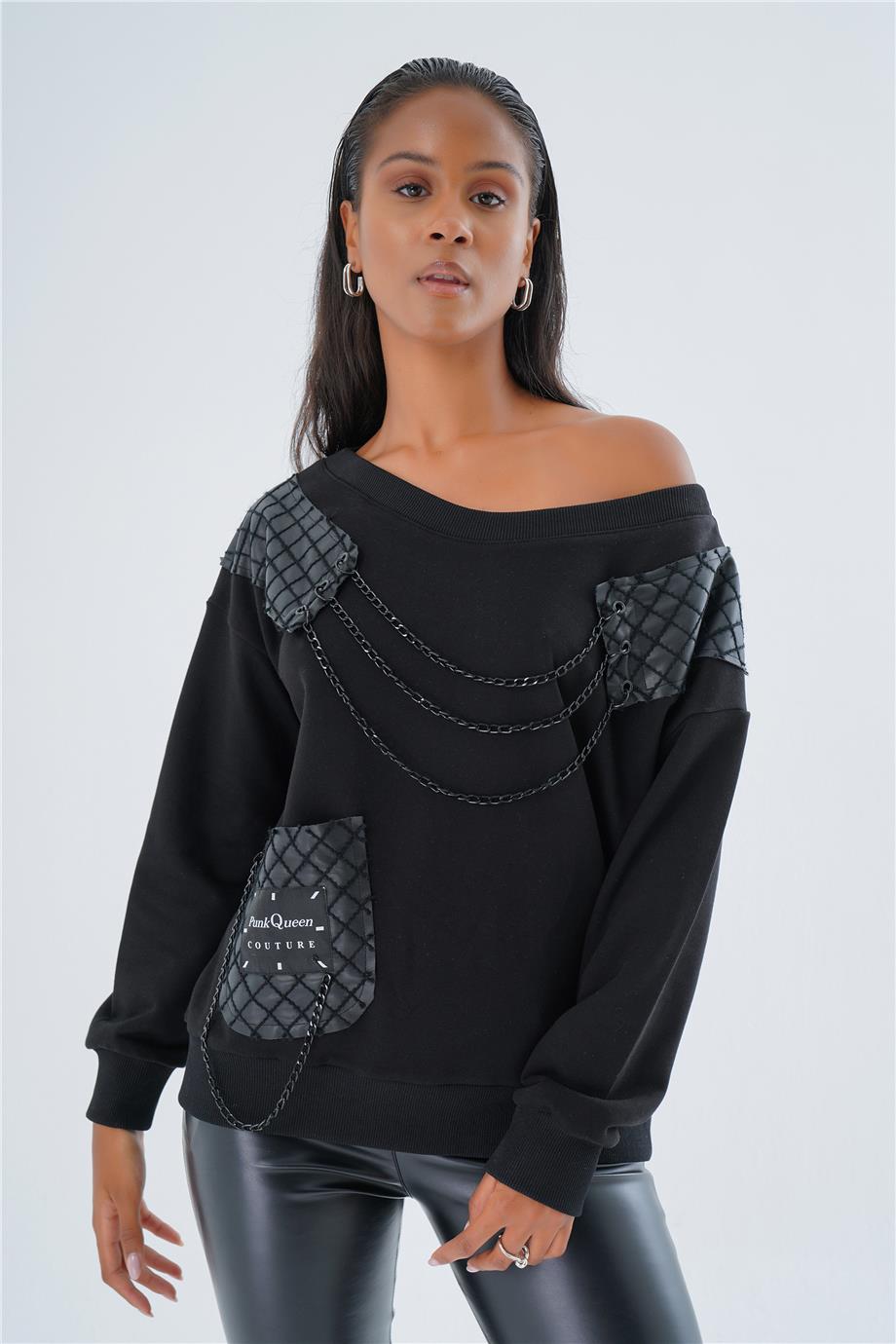 ZİNCİR DETAY OVERSIZE SWEAT