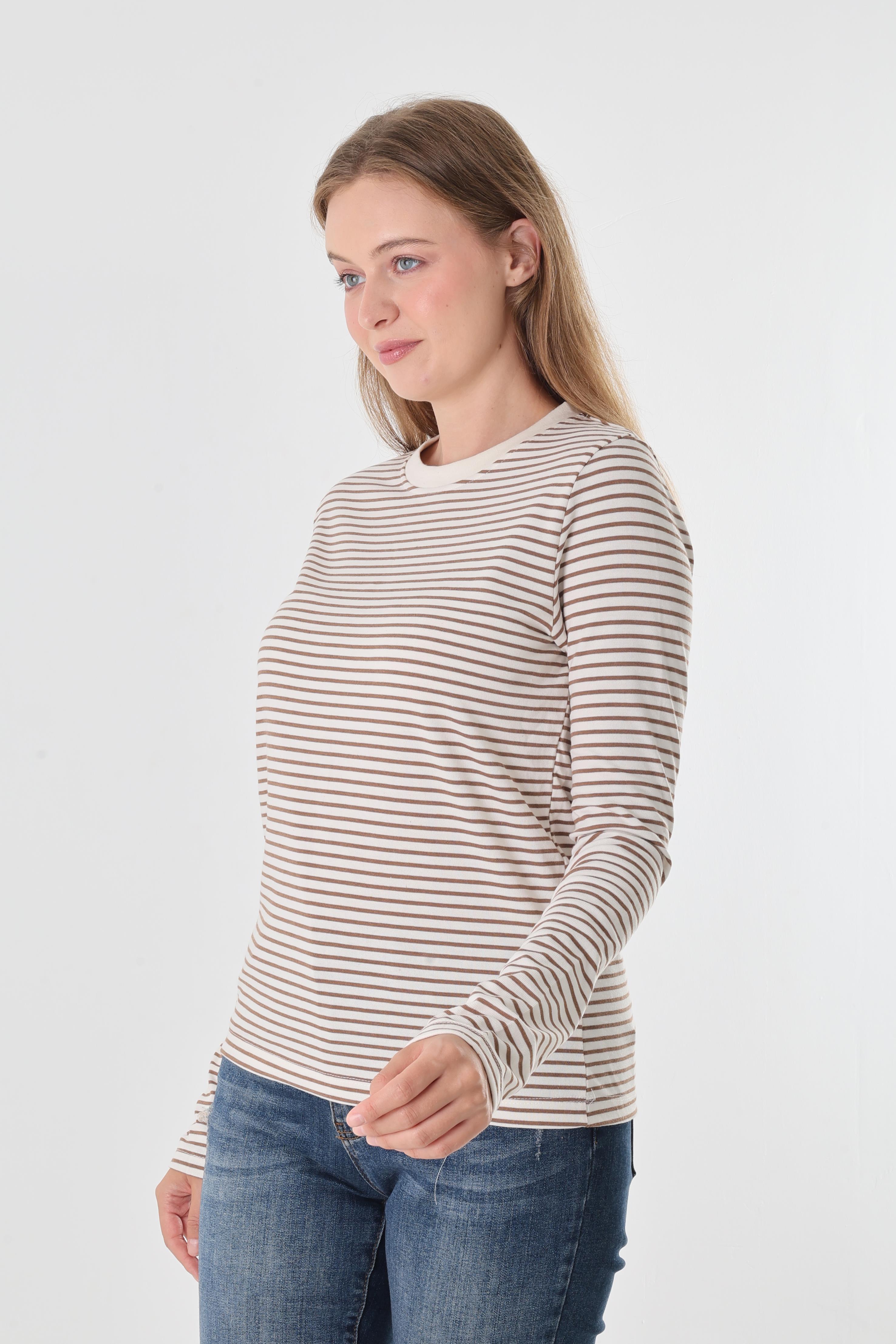 CS Kahverengi Çizgili Sweatshirt