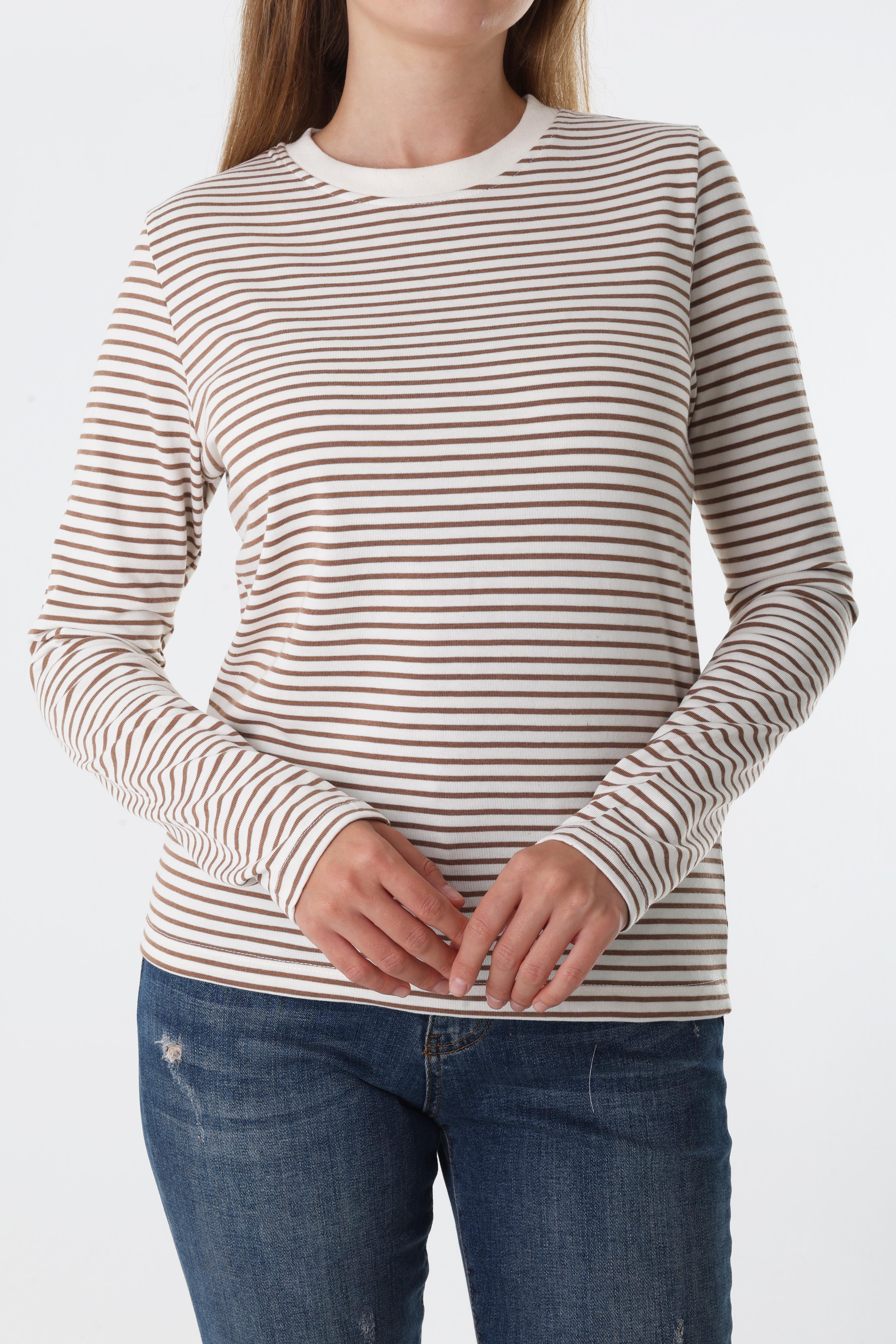 CS Kahverengi Çizgili Sweatshirt