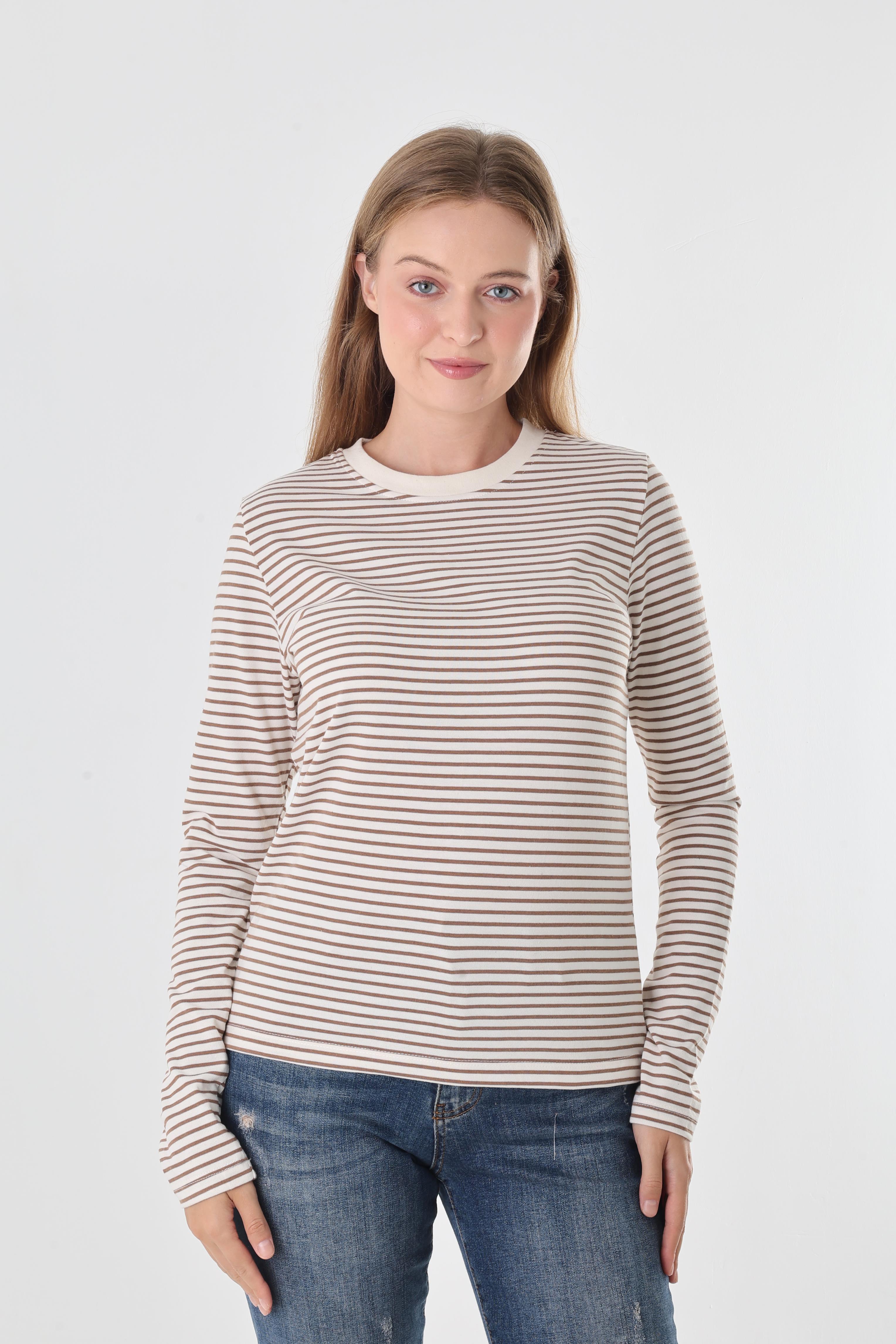 CS Kahverengi Çizgili Sweatshirt