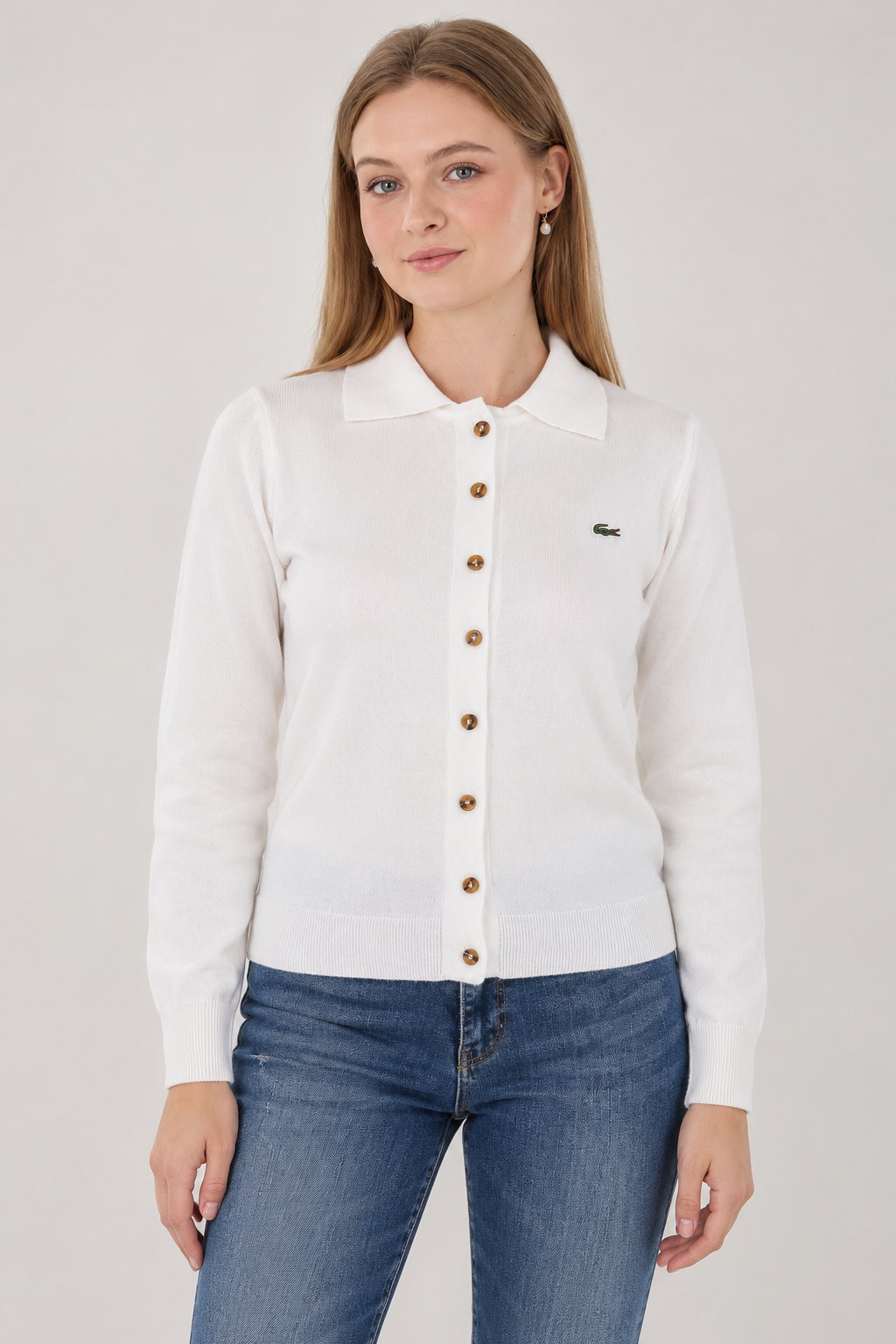 Lc Polo Yaka Ekru Hırka