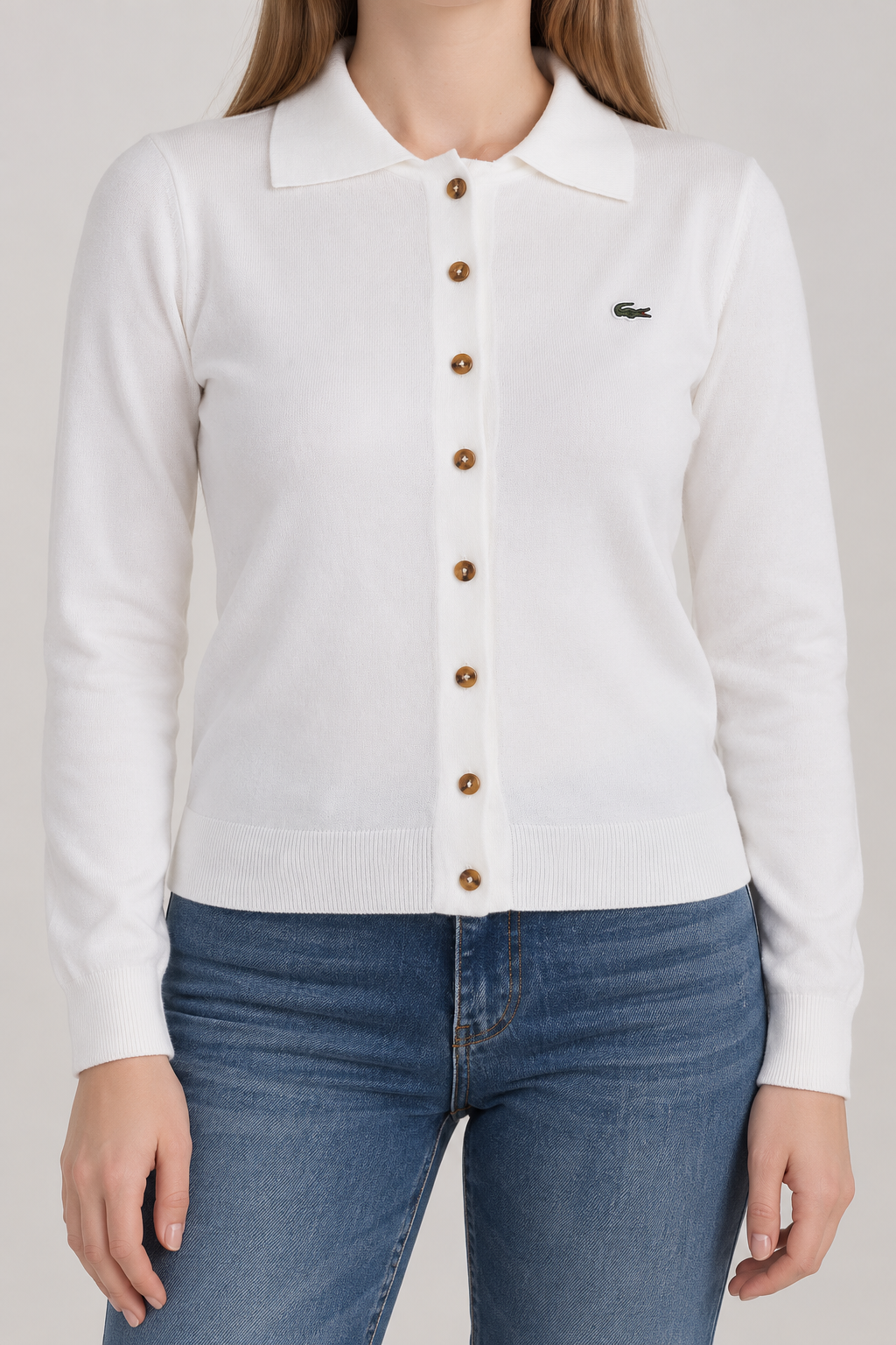 Lc Polo Yaka Ekru Hırka
