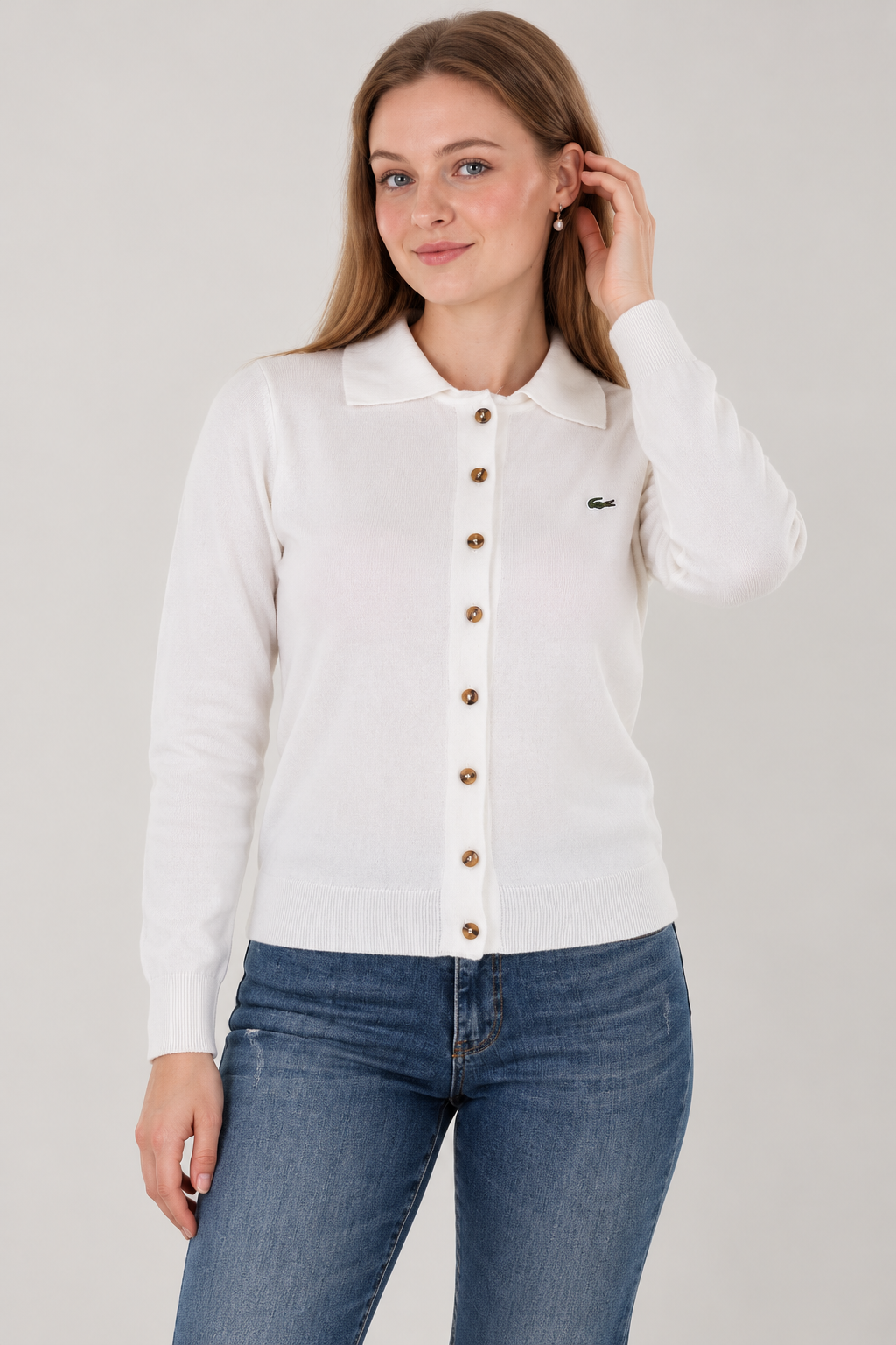 Lc Polo Yaka Ekru Hırka