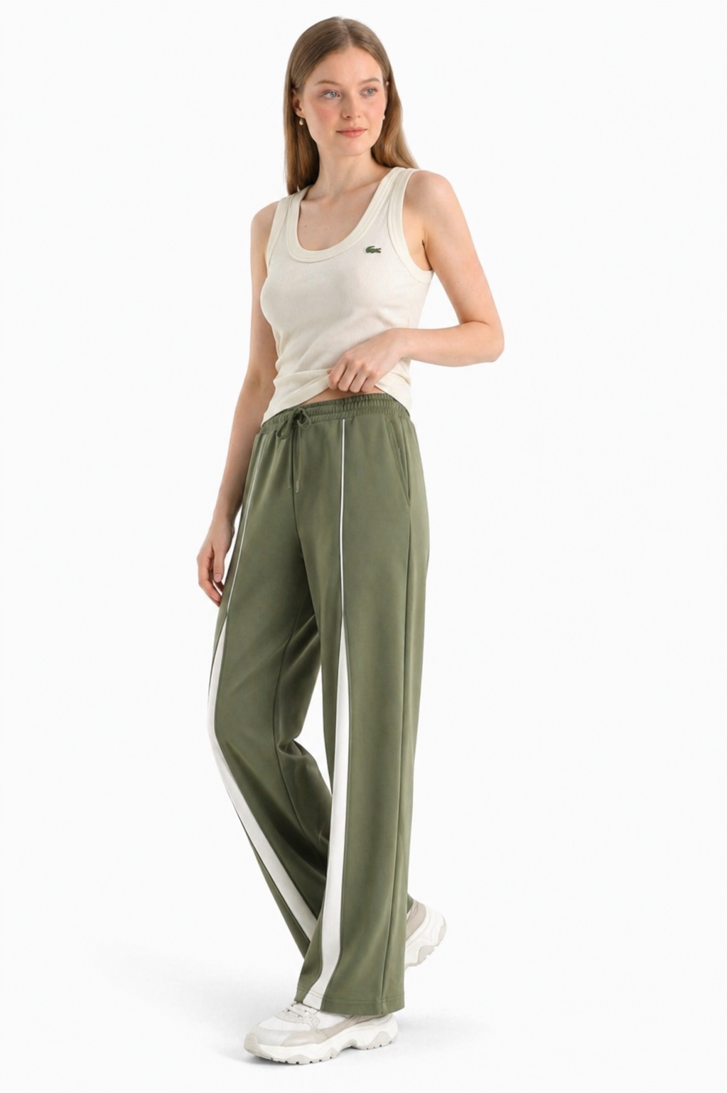 Oys Şeritli Haki Sweatpant