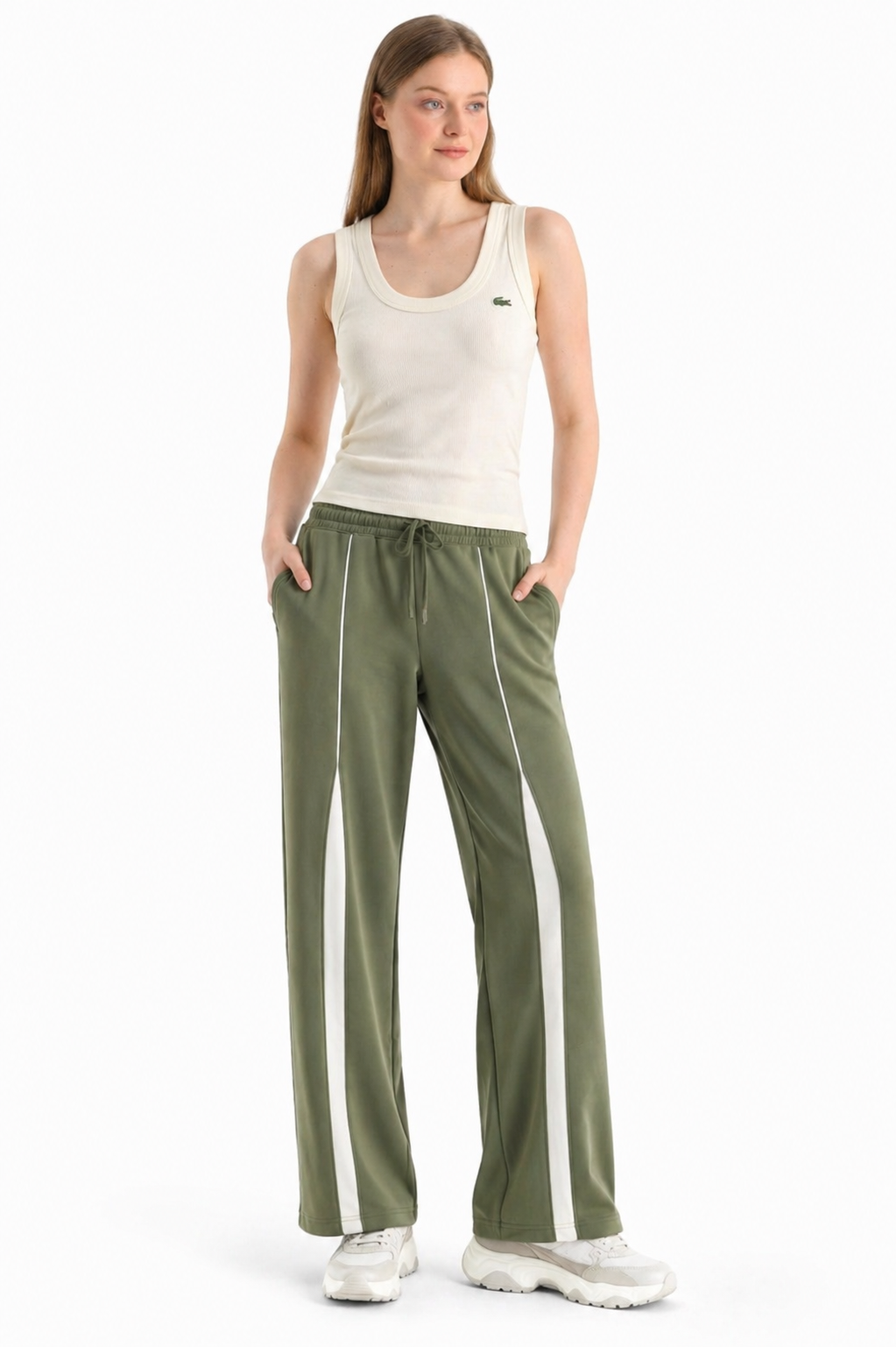 Oys Şeritli Haki Sweatpant