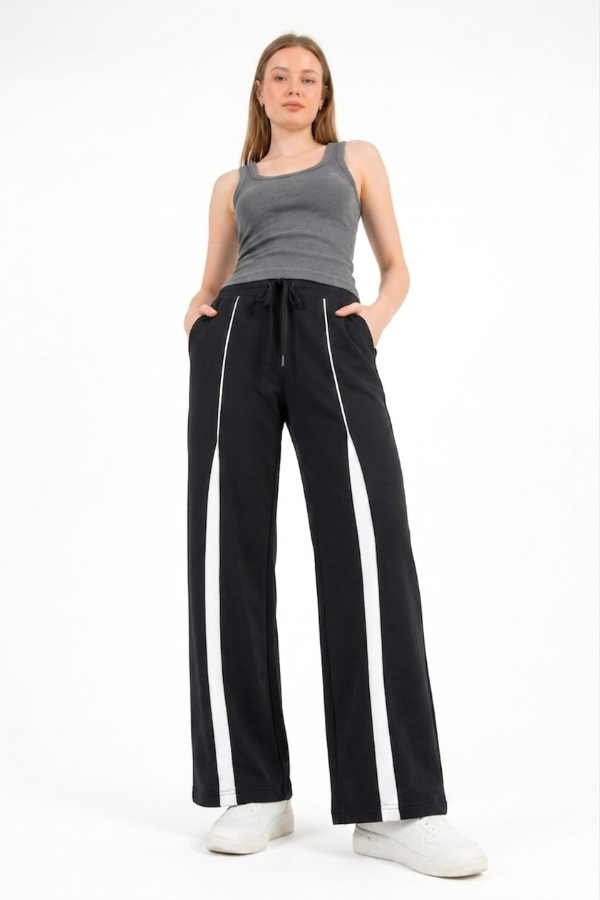 Oys Şeritli Siyah Sweatpant