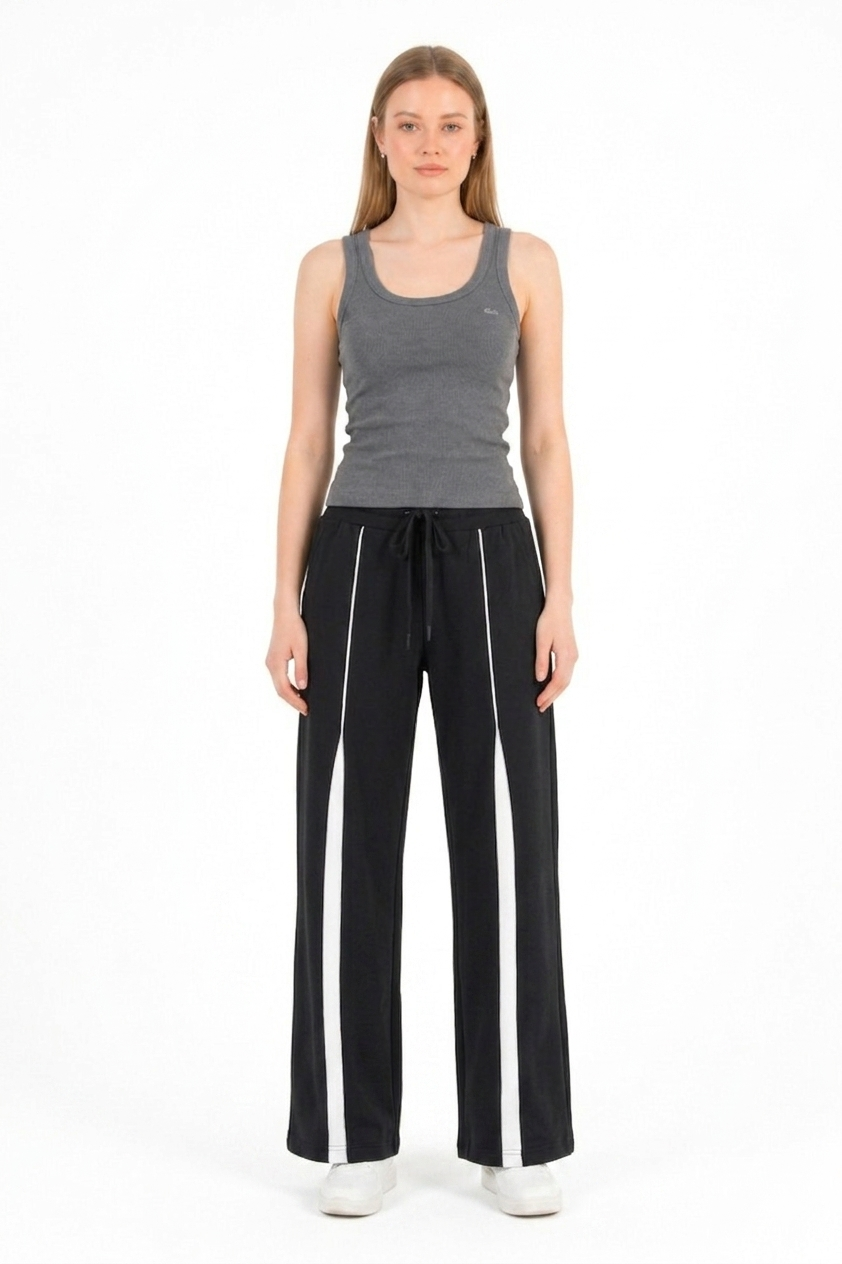 Oys Şeritli Siyah Sweatpant