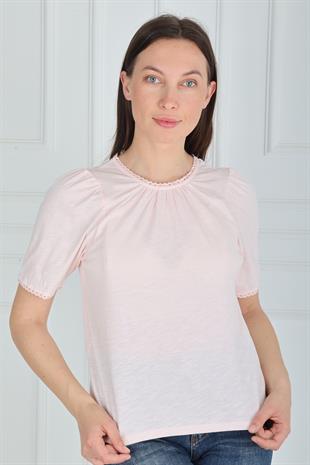 Büzgülü Pembe Tişört