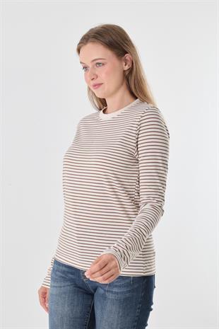 CS Kahverengi Çizgili Sweatshirt