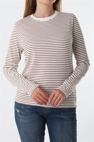 CS Kahverengi Çizgili Sweatshirt