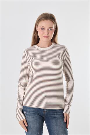 CS Kahverengi Çizgili Sweatshirt