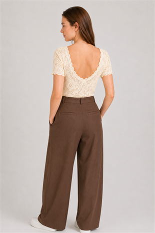 Ekru Dantelli Bodysuit