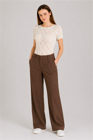 Ekru Dantelli Bodysuit