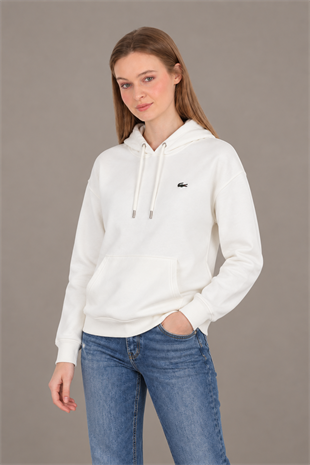 Lc Kapişonlu Modal Beyaz Sweatshirt