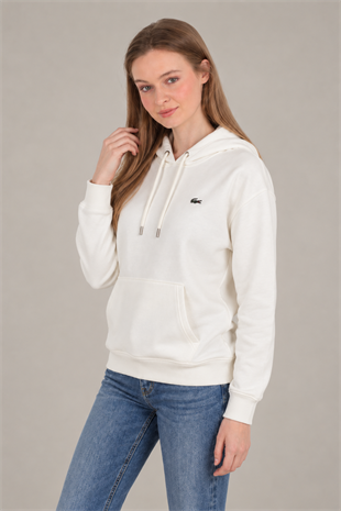 Lc Kapişonlu Modal Beyaz Sweatshirt