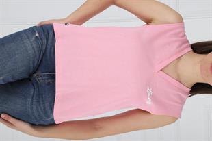 LC V Yakalı Arkası Yırtmaçlı Pembe Atlet