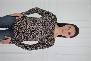 Leopar Desenli Uzun Kollu Bluz