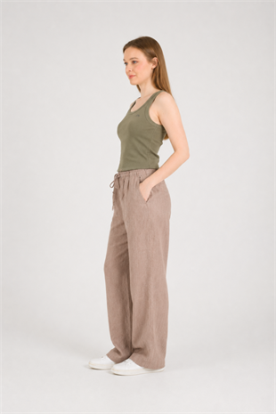 MD Tarçın Rengi Palazzo Pijama Pantolon