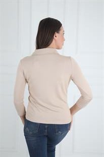 Opus Fakir Kol Polo Yaka Bej Tişört