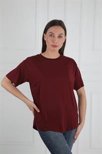 OYS Bordo Bisiklet Yaka Modal Tişört