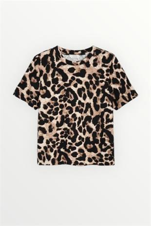 Rsrvd Leopar Desenli Basic Tişört