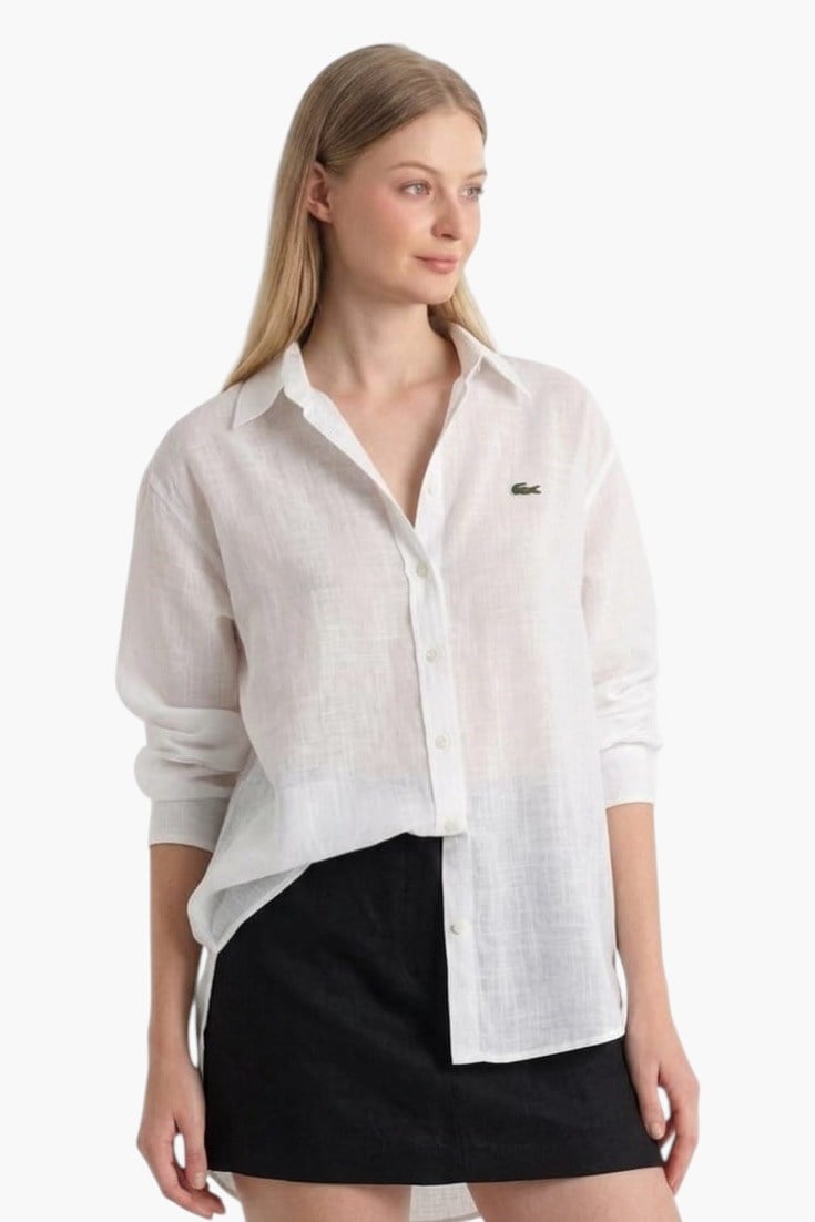 LC İnce Keten Beyaz Gömlek