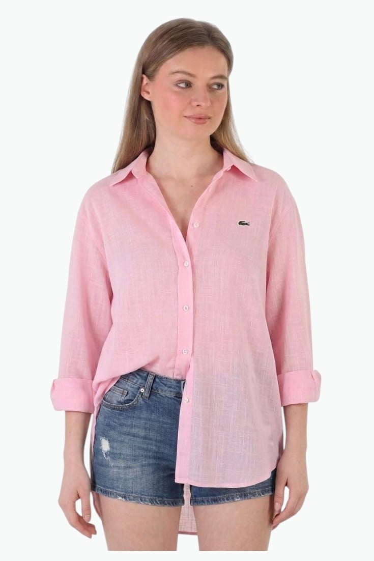 LC İnce Keten Pembe Gömlek
