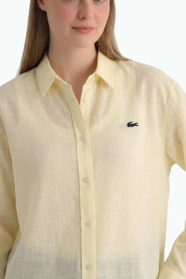LC İnce Keten Sarı Gömlek