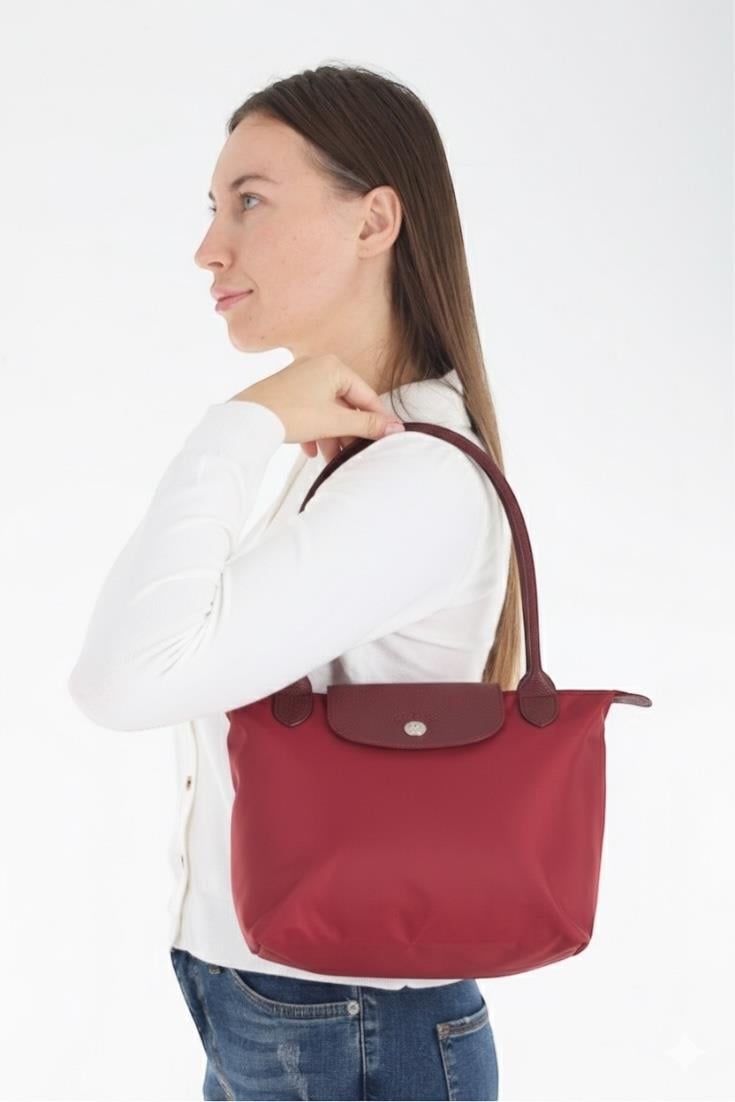 Longchamp Bordo Çift Sap Medium Çanta