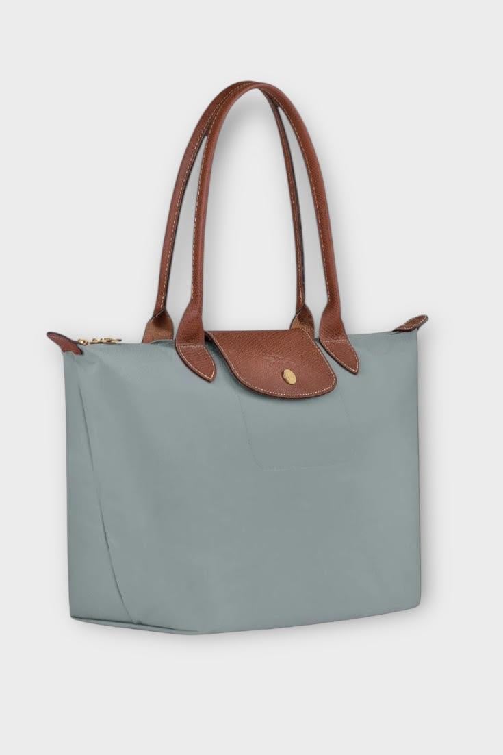 Longchamp Gri Large Boy Çift Sap Çanta