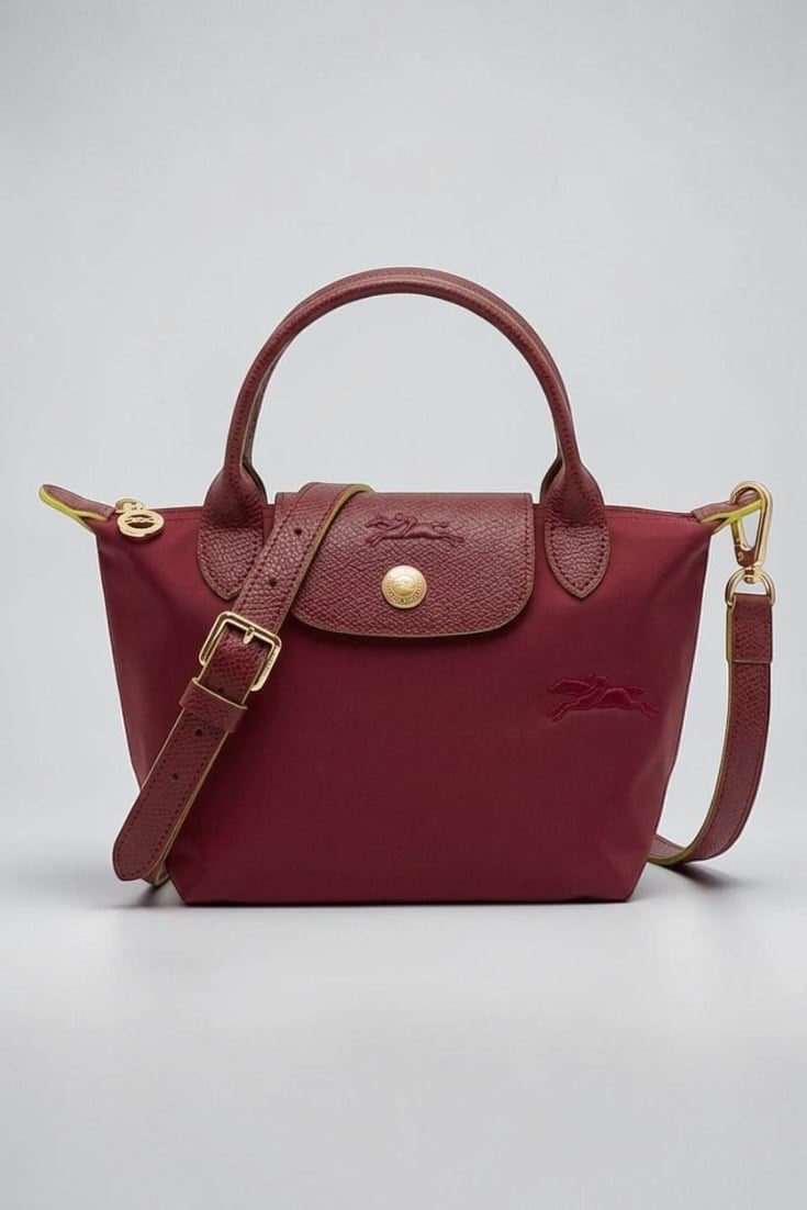 Longchamp Nakışlı Bordo Xs Çanta