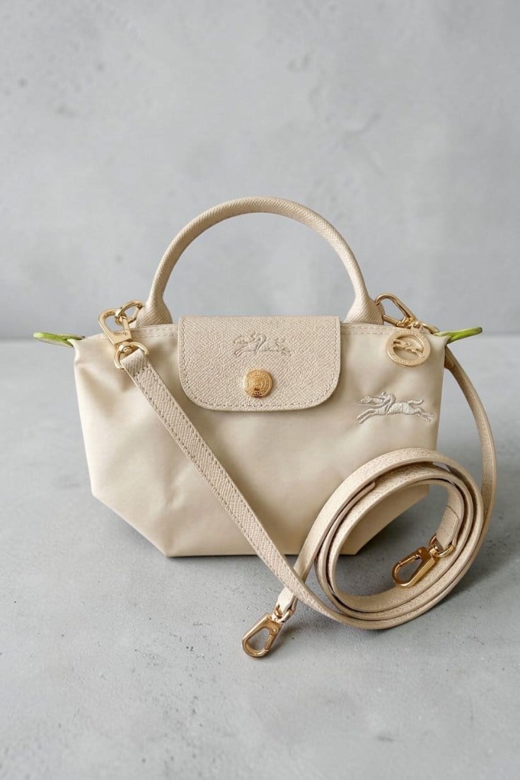 Longchamp Nakışlı Ekru Xs Çanta
