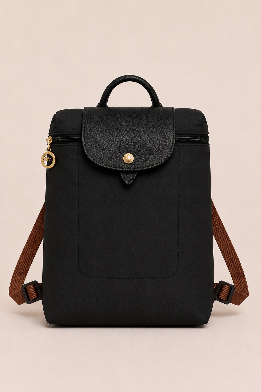 Longchamp Siyah Siyah Kapak Sırt Çantası
