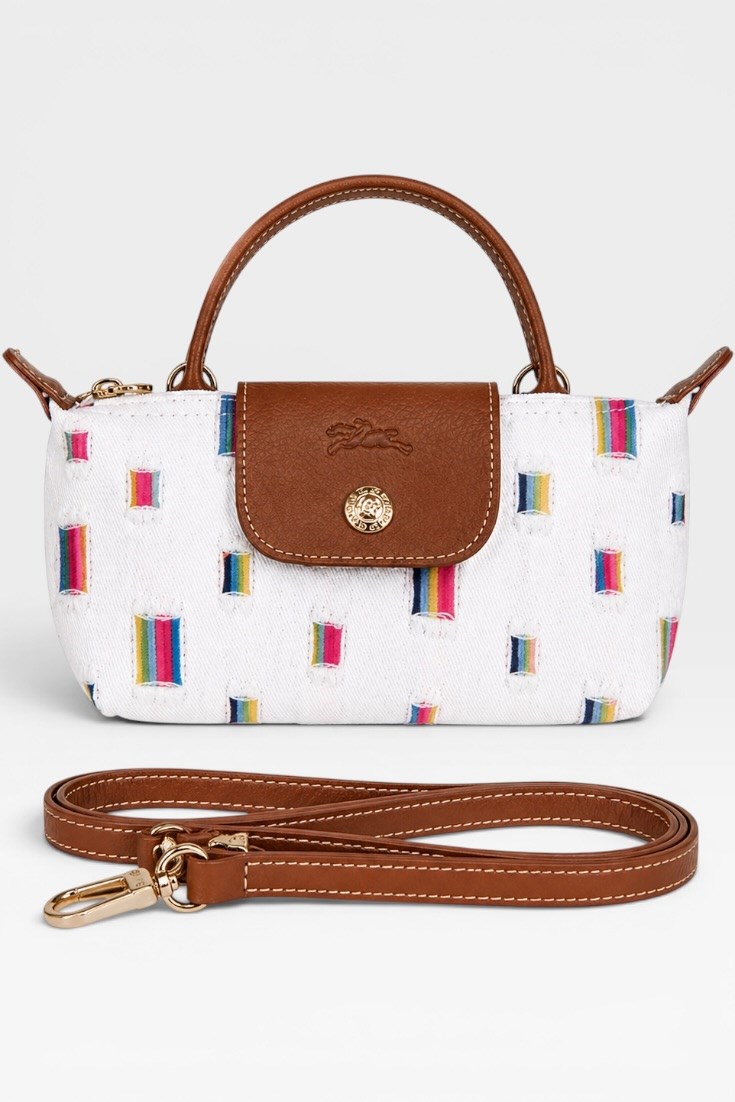 Longchamp Xs Denim Kumaş Beyaz