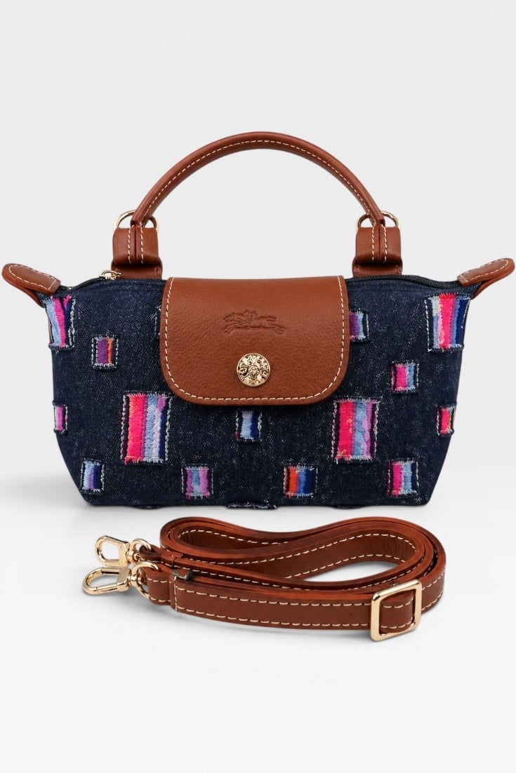 Longchamp Xs Denim Kumaş Koyu Lacivert