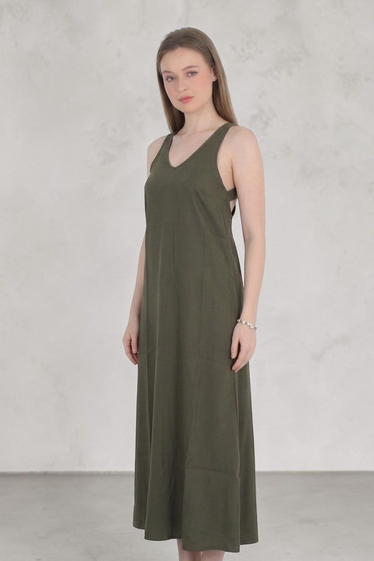 Md Tensel Kumaş Haki Elbise